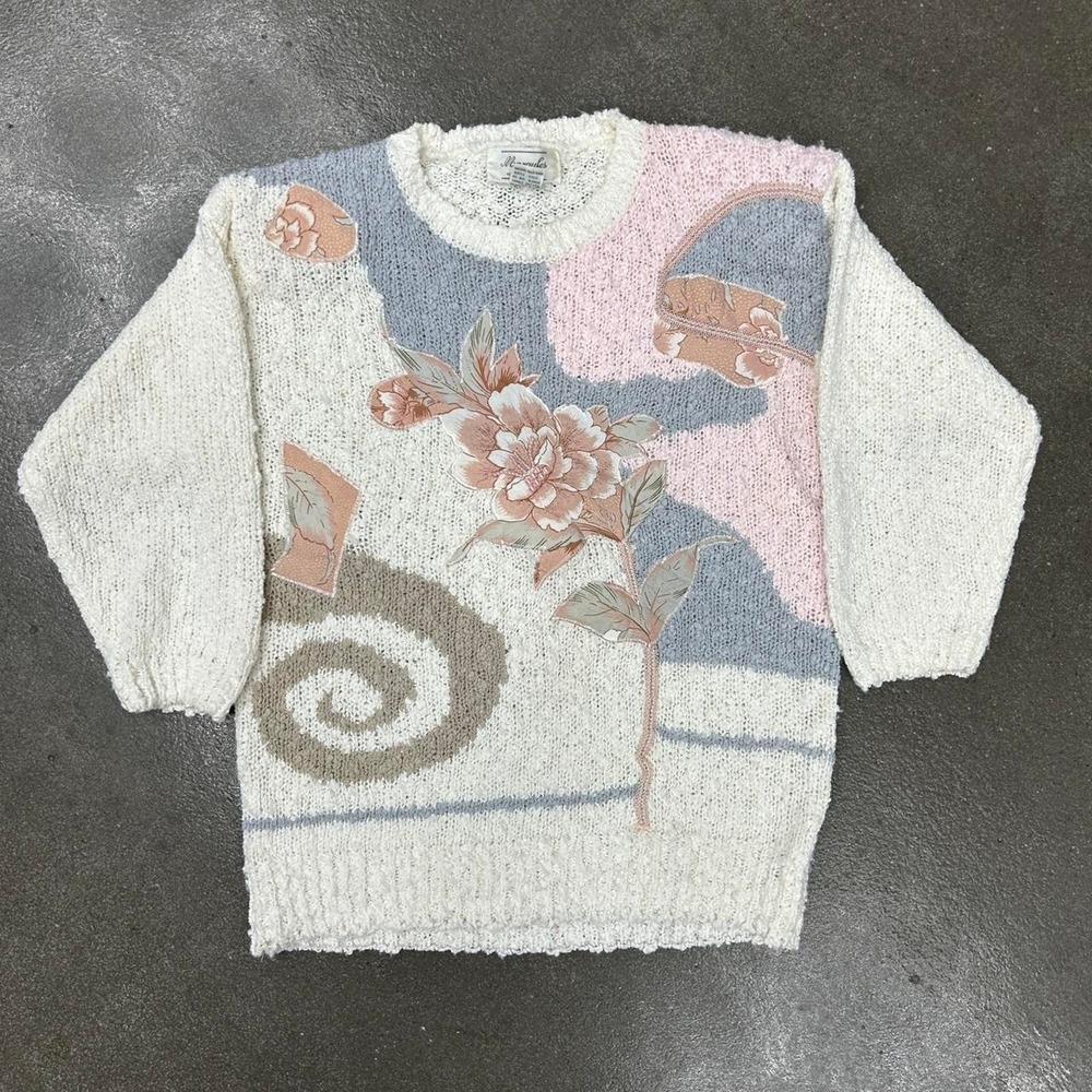 Vintage Margules Acrylic Floral Size Small Made In Korea Sweater